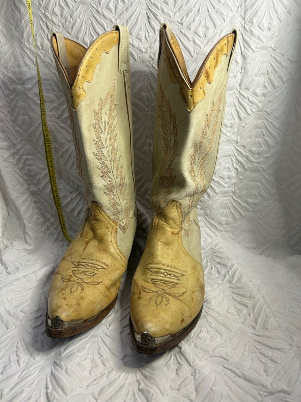 Boulet Men’s Cowboy Boots 10.5 EE – Vintage Two‑Tone Leather, Made in Canada